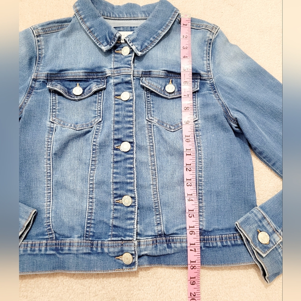 Wax Jean Trucker Denim Jacket Womens Size Medium Stretch Cropped Medium Wash - Picture 7 of 12